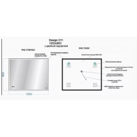 Зеркало Cersanit LED 011 Design 100 x 80 см с подсветкой, с часами, рама металл черная, LU-LED011*100-d-Os