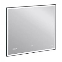 Зеркало Cersanit LED 011 Design 100 x 80 см с подсветкой, с часами, рама металл черная, LU-LED011*100-d-Os