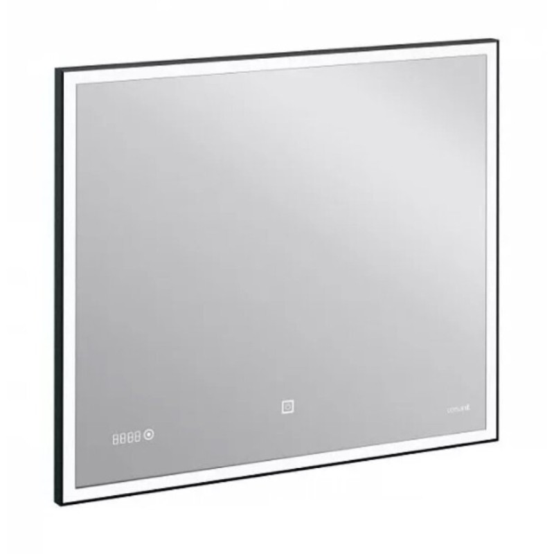 Зеркало Cersanit LED 011 Design 100 x 80 см с подсветкой, с часами, рама металл черная, LU-LED011*100-d-Os