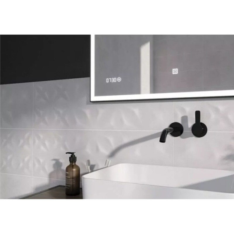 Зеркало Cersanit LED 011 Design 100 x 80 см с подсветкой, с часами, рама металл черная, LU-LED011*100-d-Os