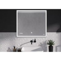 Зеркало Cersanit LED 011 Design 100 x 80 см с подсветкой, с часами, рама металл черная, LU-LED011*100-d-Os