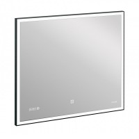 Зеркало Cersanit Design LU-LED011*80-d-Os, c LED-подсветкой и часами, 80 х 70 см, рамка металл черная
