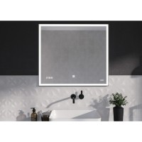 Зеркало Cersanit Design LU-LED011*80-d-Os, c LED-подсветкой и часами, 80 х 70 см, рамка металл черная
