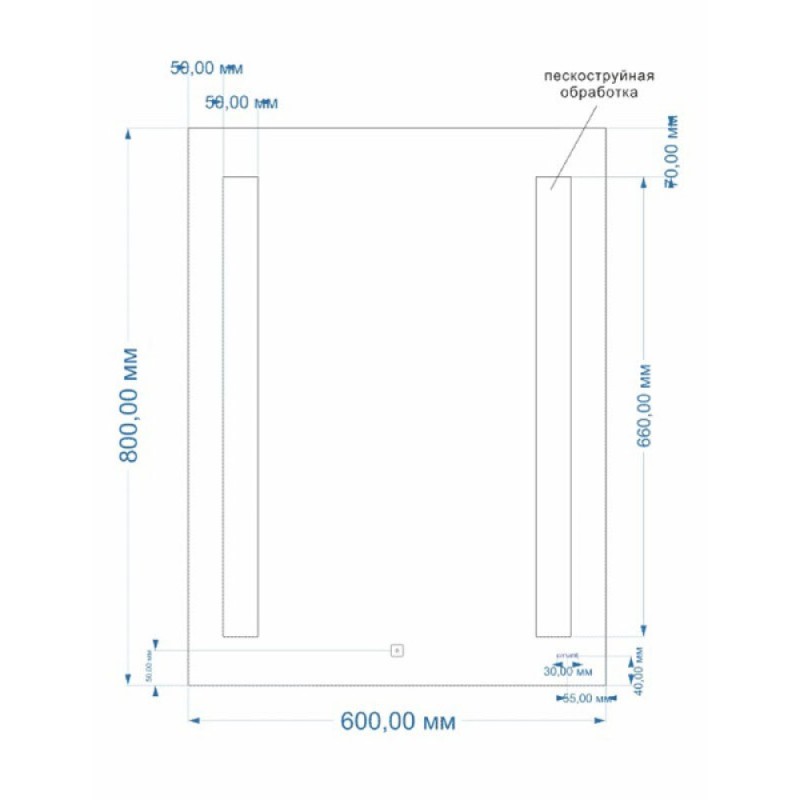 Зеркало Cersanit Base LU-LED020*60-B-OS, с Led-подсветкой, 60 х 80 см