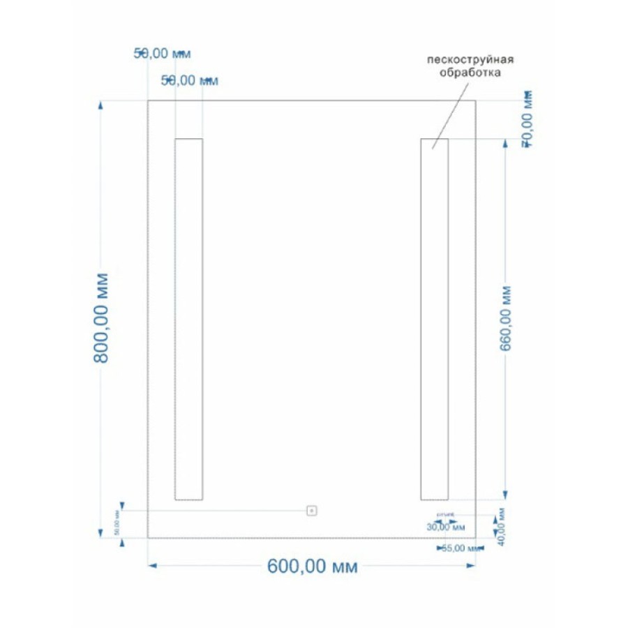 Зеркало Cersanit Base LU-LED020*60-B-OS, с Led-подсветкой, 60 х 80 см