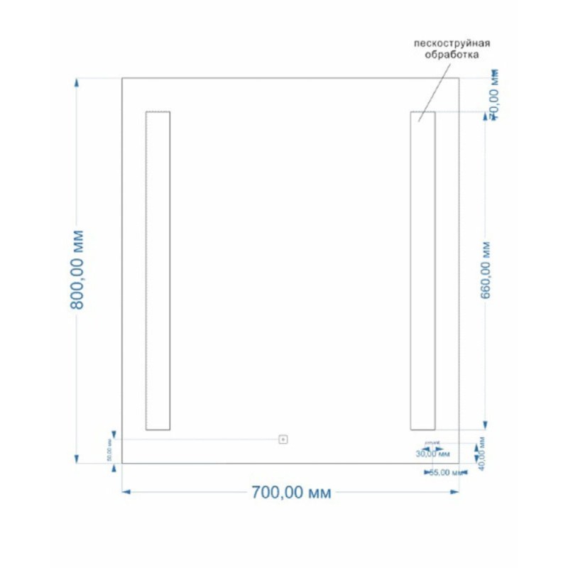 Зеркало Cersanit Base LU-LED020*70-B-OS, с Led-подсветкой, 70 х 80 см