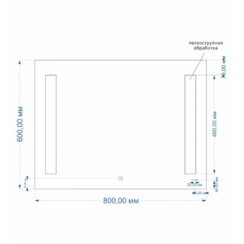 Зеркало Cersanit Base LU-LED020*80-B-OS, с Led-подсветкой, 80 х 60 см