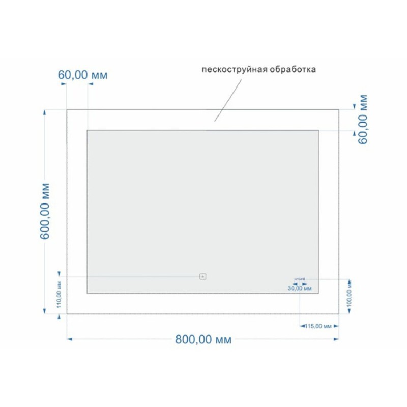 Зеркало Cersanit Design LU-LED030*80-D-O, с LED-подсветкой и антизапотеванием, 80 х 60 см