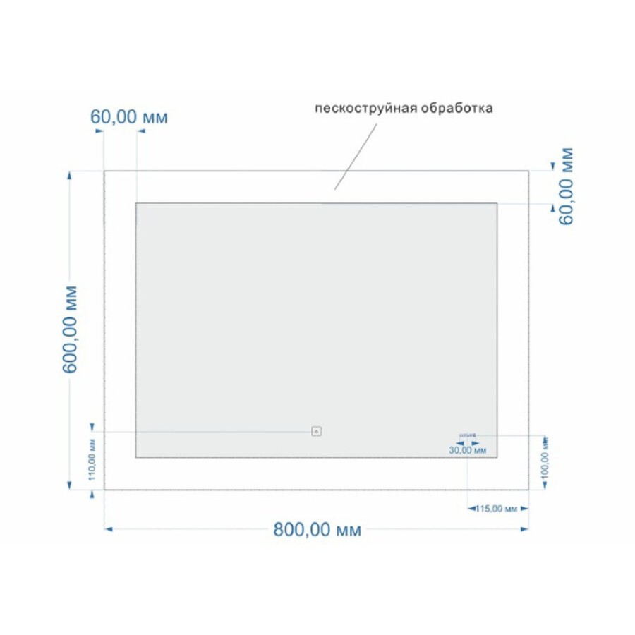 Зеркало Cersanit Design LU-LED030*80-D-O, с LED-подсветкой и антизапотеванием, 80 х 60 см