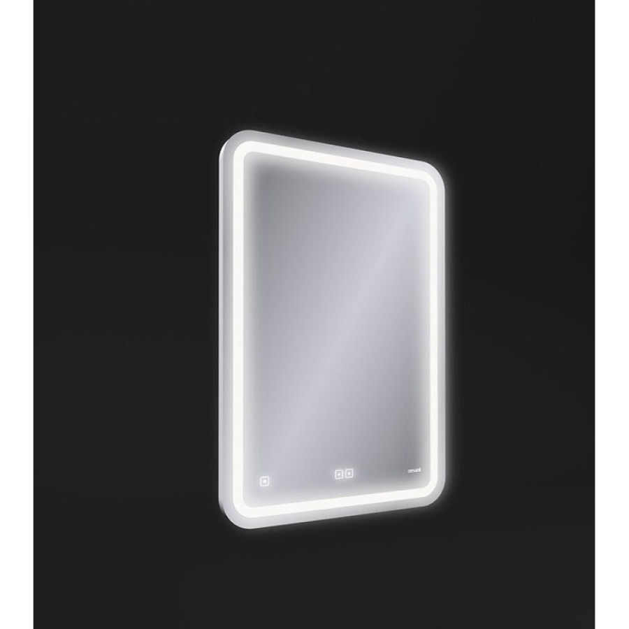 Зеркало Cersanit Design Pro LU-LED050*55-P-OS, с LED-подсветкой и антизапотеванием, часы, 55 х 80 см