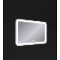 Зеркало Cersanit Design Pro LU-LED050*80-P-OS, с LED-подсветкой и антизапотеванием, часы, 80 х 55 см