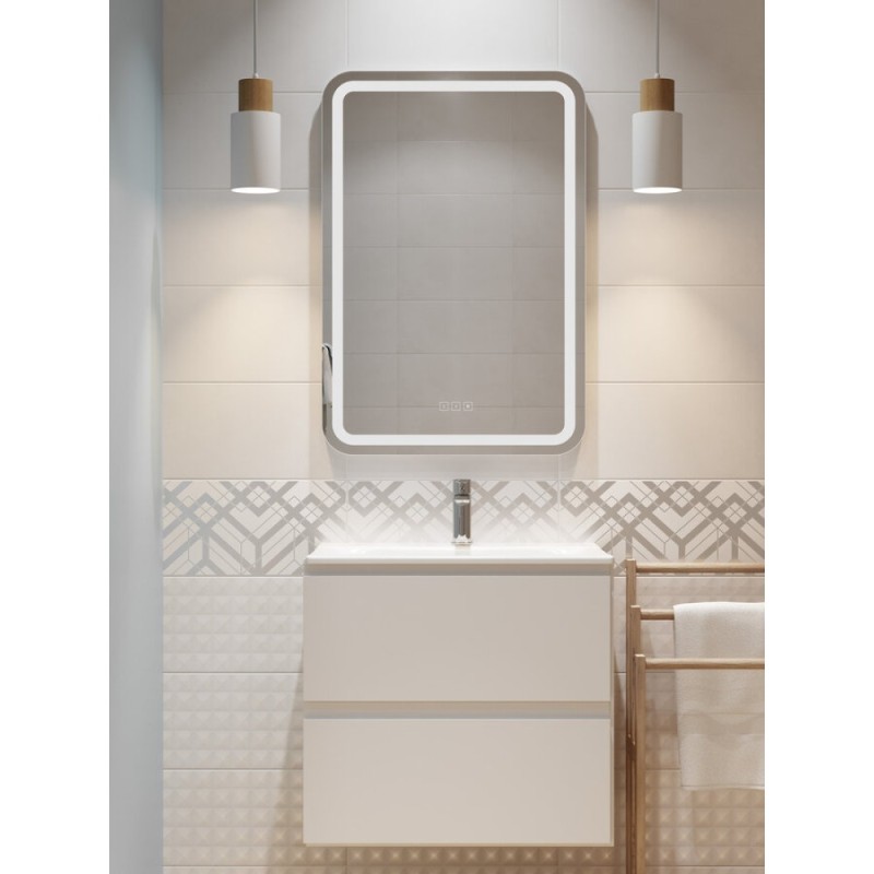 Зеркало Cersanit 051 Design pro KN-LU-LED051*55-p-Os, 55 x 80 см, LED-подсветка, bluetooth, диммер, с антизапотеванием