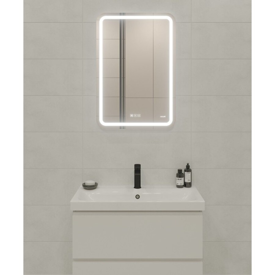 Зеркало Cersanit 051 Design pro KN-LU-LED051*55-p-Os, 55 x 80 см, LED-подсветка, bluetooth, диммер, с антизапотеванием