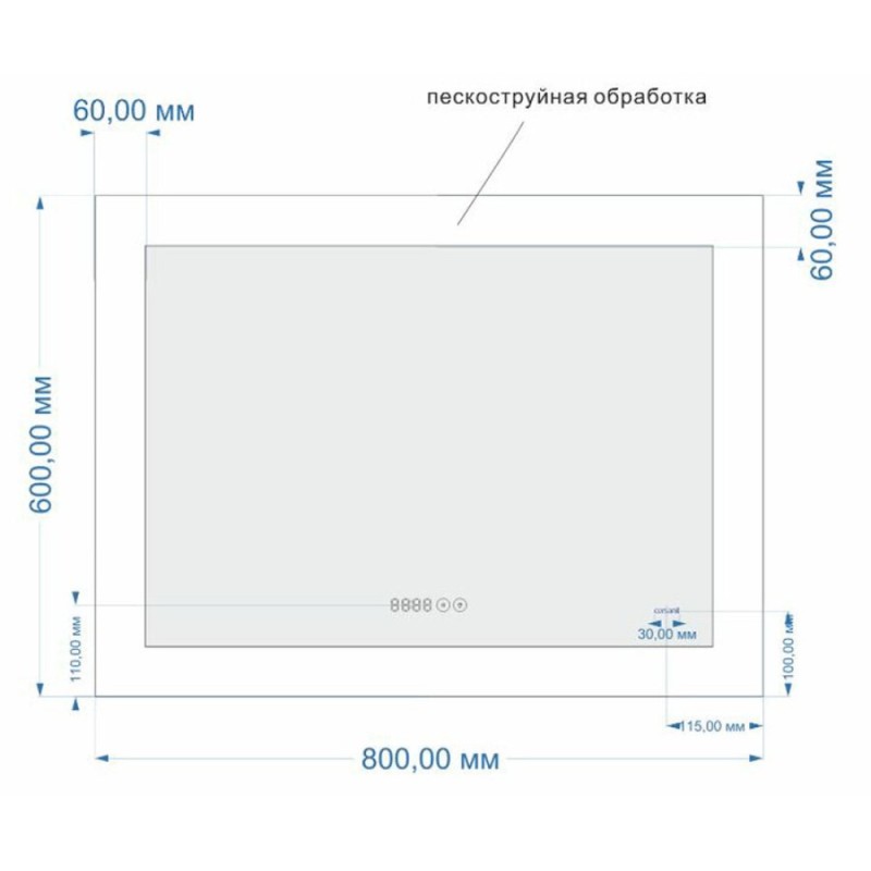 Зеркало Cersanit Design Pro LU-LED060*80-P-OS, с LED-подсветкой, часами и антизапотеванием, 80 х 60 см