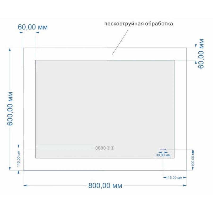 Зеркало Cersanit Design Pro LU-LED060*80-P-OS, с LED-подсветкой, часами и антизапотеванием, 80 х 60 см