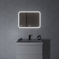 Зеркало Cersanit Design Pro LU-LED070*80-P-OS, LED-подсветка, bluetooth, часы, с антизапотеванием, 80 х 60 см