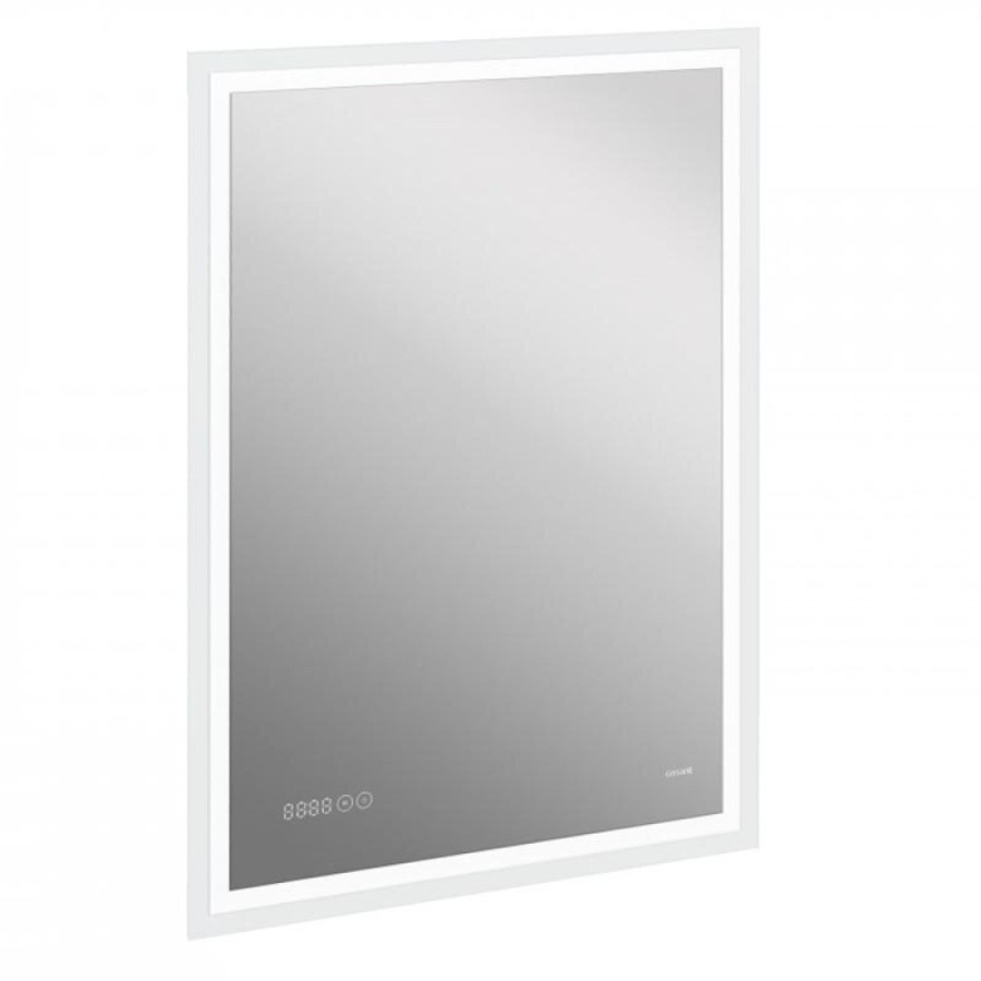 Зеркало Cersanit Design Pro KN-LU-LED080*60-p-Os, с подсветкой, часами, с антизапотеванием, 60 х 85 см