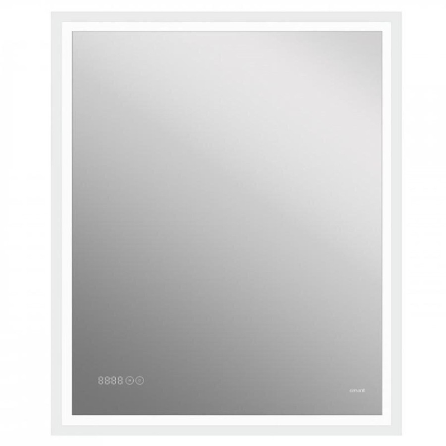 Зеркало Cersanit Design Pro KN-LU-LED080*70-p-Os, с подсветкой, часами, с антизапотеванием, 70 х 85 см