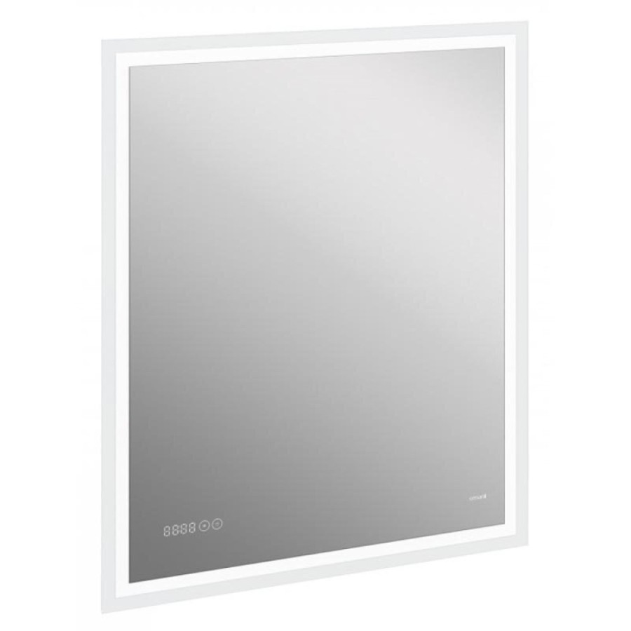 Зеркало Cersanit Design Pro KN-LU-LED080*70-p-Os, с подсветкой, часами, с антизапотеванием, 70 х 85 см