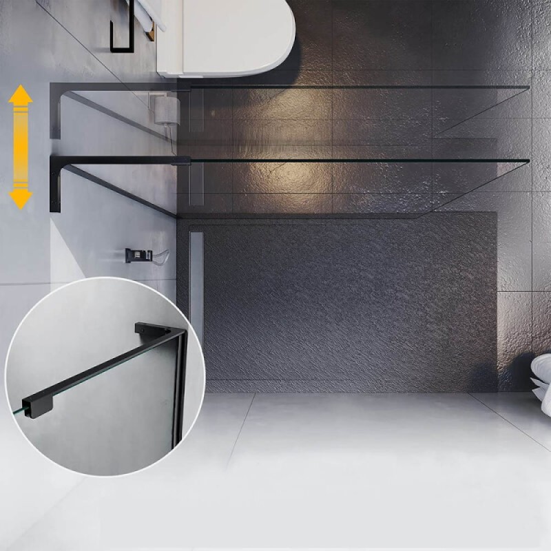 Душевая перегородка Veconi Korato KR77B-80-01-C8, 80 см, свободный вход, Easy Clean, стекло прозрачное, профиль черный матовый