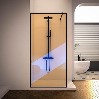 Душевая перегородка Veconi Korato KR81BC-100-09-C8, 100 см, со свободным входом, Easy Clean, стекло хамелеон, профиль черный матовый