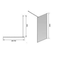 Душевая перегородка Veconi Korato KR81BT-70-05-C8, 70 см, со свободным входом, Easy Clean, стекло тонированное, профиль черный матовый