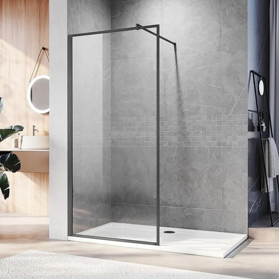 Душевая перегородка Veconi Korato KR81GR-70-01-C8, 70 см, со свободным входом, Easy Clean, стекло хамелеон, профиль брашированный графит