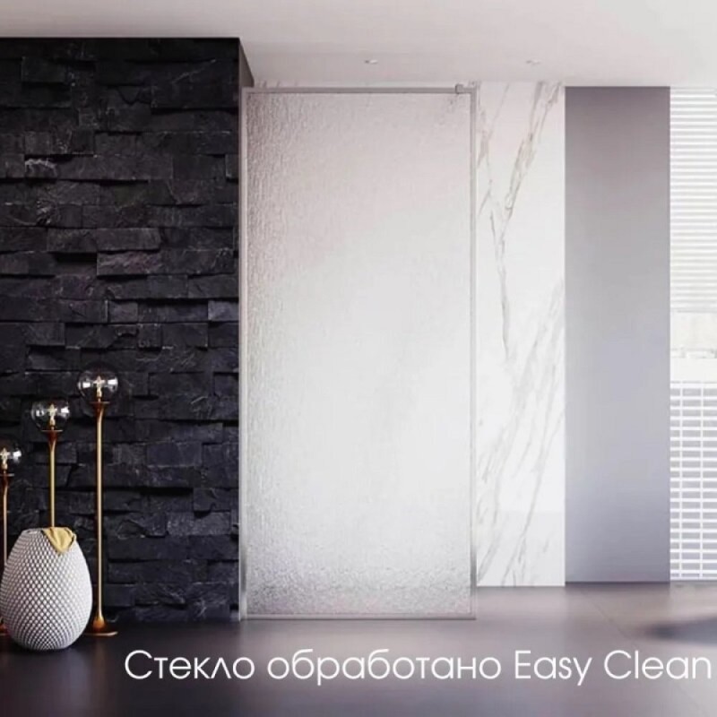 Душевая перегородка Veconi Korato KR81R-80-06-C8, 80 см, свободный вход, Easy Clean, стекло матовое дождь, профиль хром