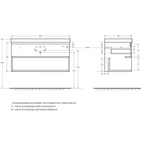 Тумба под раковину BelBagno Kraft 100, подвесная, цвет Rovere Tabacco, Kraft-1000-1C-SO-RT