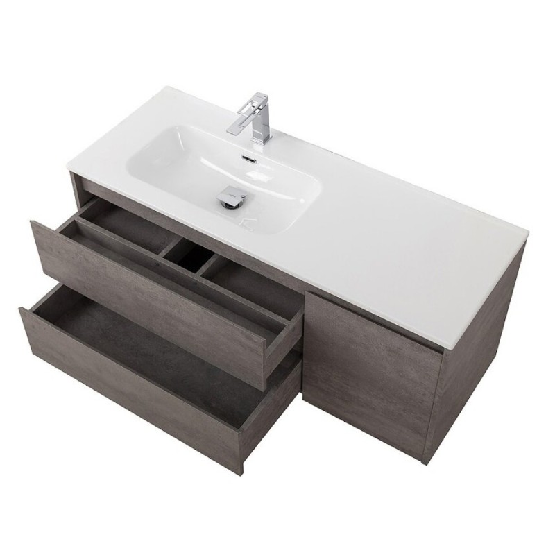 Тумба под раковину BelBagno Kraft-1000-2C-1A-SO-CG-L, 100 см, подвесная, Cemento Grigio, левая