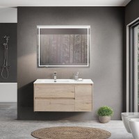 Тумба под раковину BelBagno Kraft-1000-2C-1A-SO-RGB-L, 100 см, подвесная, Rovere Galifax Bianco, левая