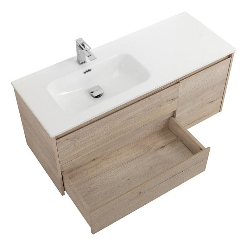 Тумба под раковину BelBagno Kraft-1000-2C-1A-SO-RGB-L, 100 см, подвесная, Rovere Galifax Bianco, левая