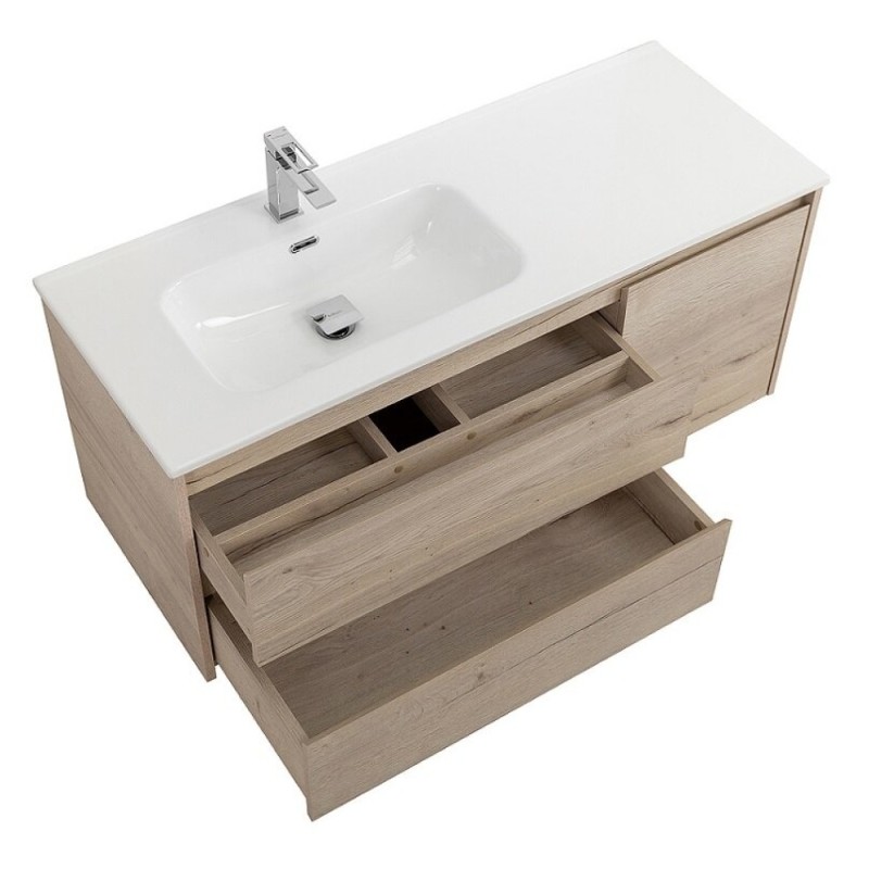 Тумба под раковину BelBagno Kraft-1000-2C-1A-SO-RGB-L, 100 см, подвесная, Rovere Galifax Bianco, левая