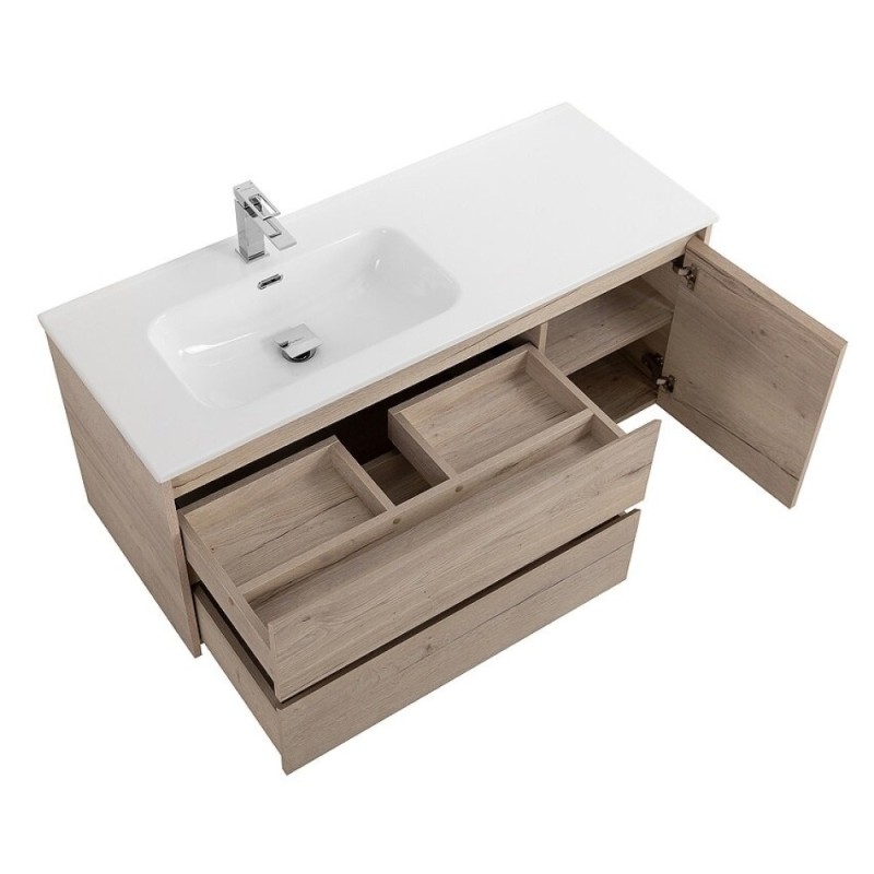Тумба под раковину BelBagno Kraft-1000-2C-1A-SO-RGB-L, 100 см, подвесная, Rovere Galifax Bianco, левая