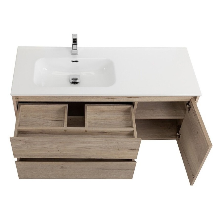 Тумба под раковину BelBagno Kraft-1000-2C-1A-SO-RGB-L, 100 см, подвесная, Rovere Galifax Bianco, левая