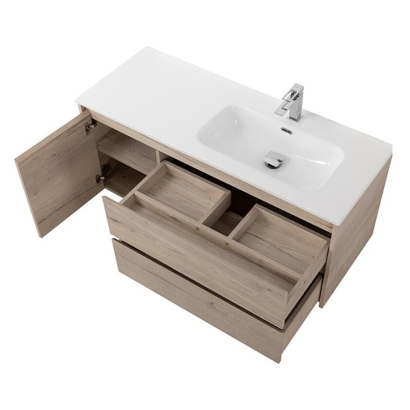 Тумба под раковину BelBagno Kraft-1000-2C-1A-SO-RGB-R, 100 см, подвесная, Rovere Galifax Bianco, правая