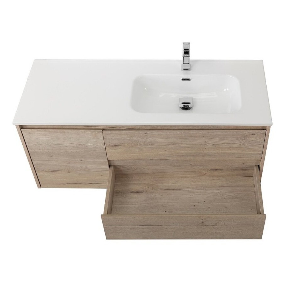 Тумба под раковину BelBagno Kraft-1000-2C-1A-SO-RGB-R, 100 см, подвесная, Rovere Galifax Bianco, правая