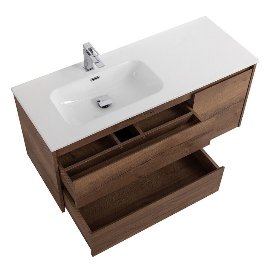 Тумба под раковину BelBagno Kraft-1000-2C-1A-SO-RT-L, 100 см, подвесная, Rovere Tabacco, левая