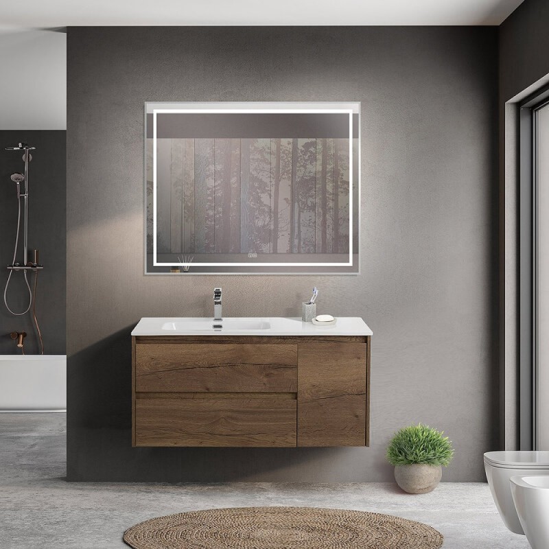 Тумба под раковину BelBagno Kraft-1000-2C-1A-SO-RT-L, 100 см, подвесная, Rovere Tabacco, левая