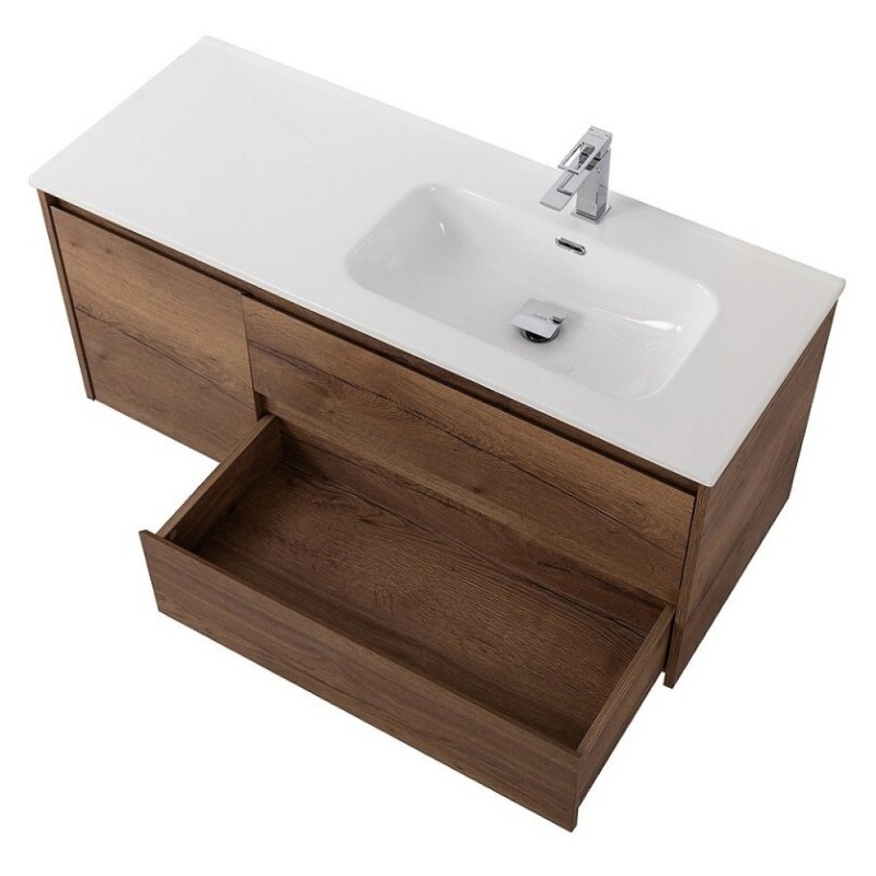 Тумба под раковину BelBagno Kraft-1000-2C-1A-SO-RT-R, 100 см, подвесная, Rovere Tabacco, правая