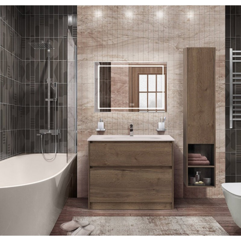 Тумба под раковину BelBagno Kraft 100, напольная, цвет Rovere Tabacco, KRAFT-1000-2C-PIA-RT