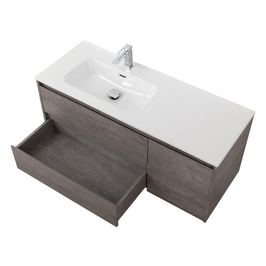 Тумба под раковину BelBagno Kraft-1200-2C-1A-SO-CG-L, 120 см, подвесная, Cemento Grigio, левая
