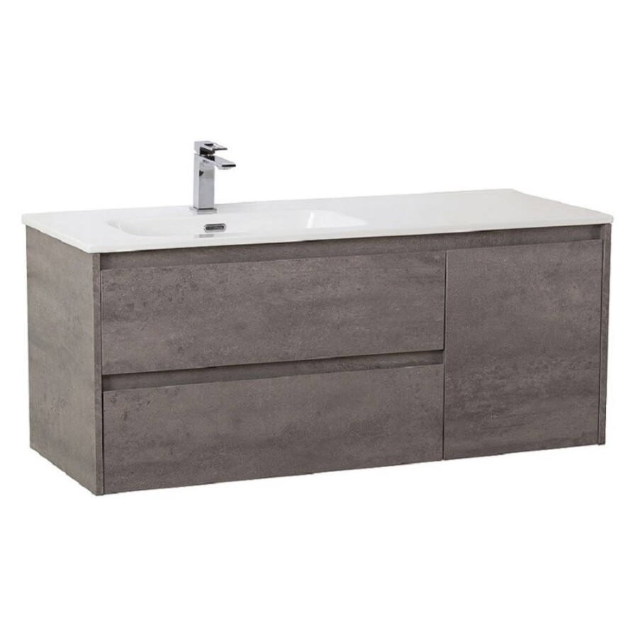 Тумба под раковину BelBagno Kraft-1200-2C-1A-SO-CG-L, 120 см, подвесная, Cemento Grigio, левая