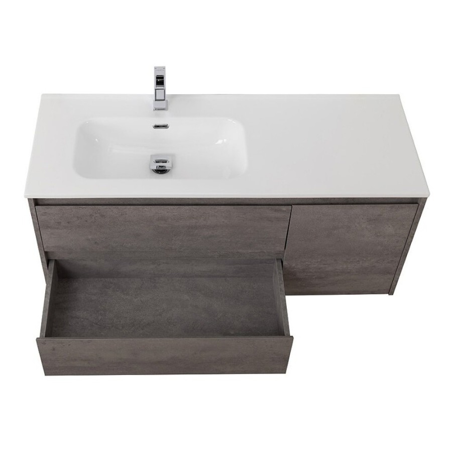 Тумба под раковину BelBagno Kraft-1200-2C-1A-SO-CG-L, 120 см, подвесная, Cemento Grigio, левая