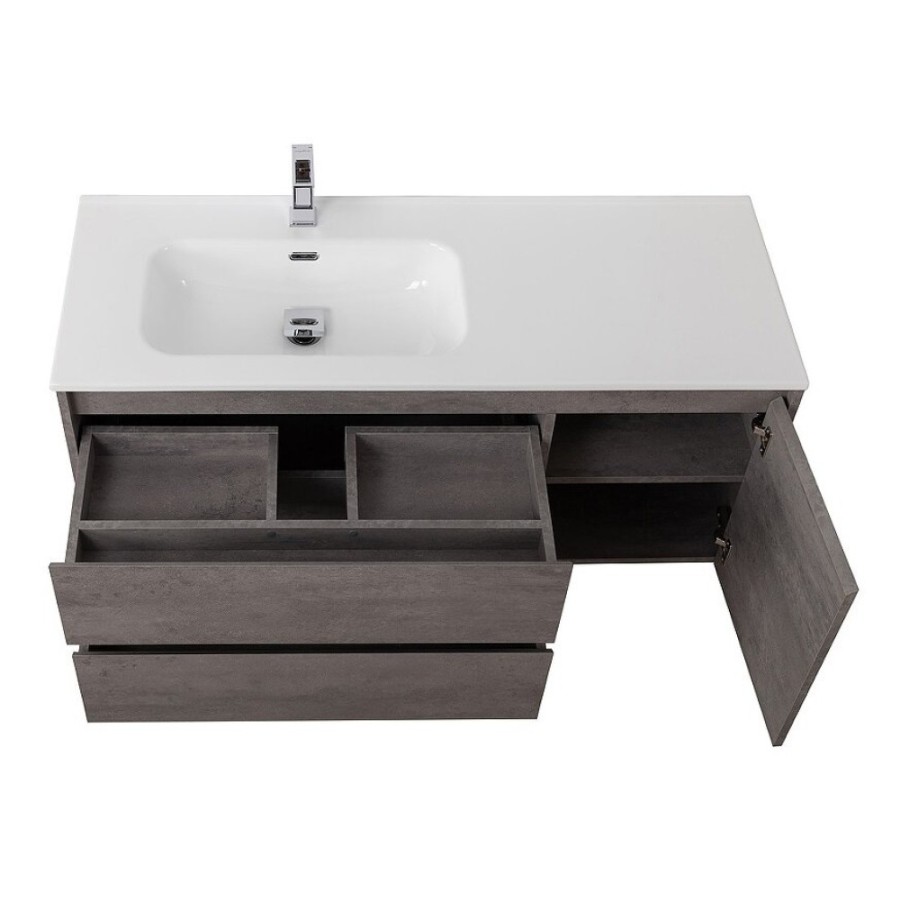 Тумба под раковину BelBagno Kraft-1200-2C-1A-SO-CG-L, 120 см, подвесная, Cemento Grigio, левая