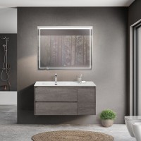 Тумба под раковину BelBagno Kraft-1200-2C-1A-SO-CG-L, 120 см, подвесная, Cemento Grigio, левая