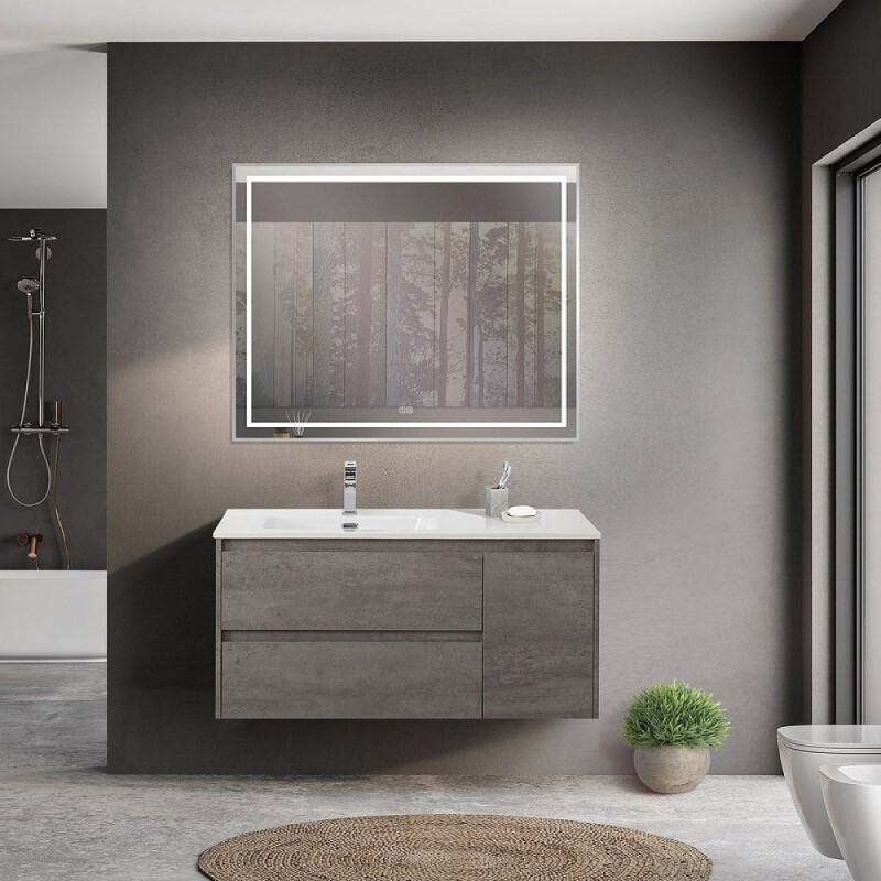 Тумба под раковину BelBagno Kraft-1200-2C-1A-SO-CG-L, 120 см, подвесная, Cemento Grigio, левая