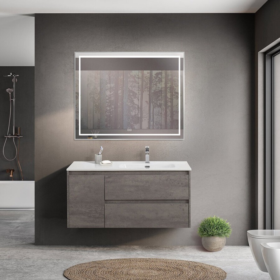 Тумба под раковину BelBagno Kraft-1200-2C-1A-SO-CG-R, 120 см, подвесная, Cemento Grigio, правая