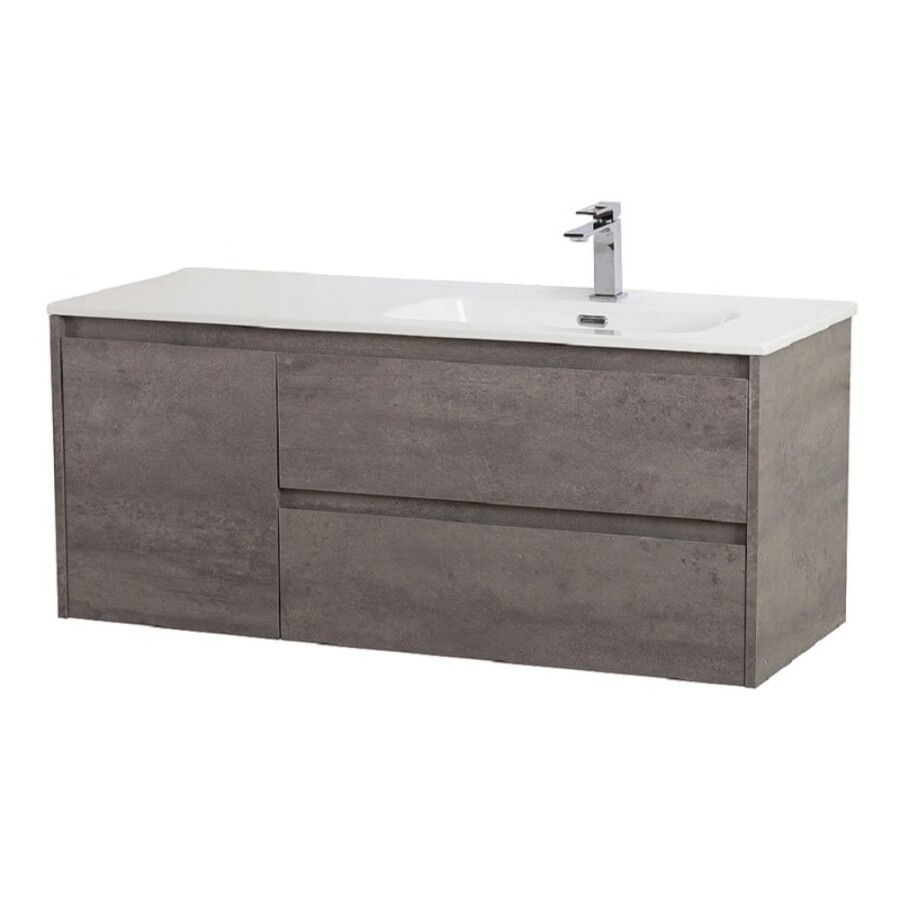 Тумба под раковину BelBagno Kraft-1200-2C-1A-SO-CG-R, 120 см, подвесная, Cemento Grigio, правая