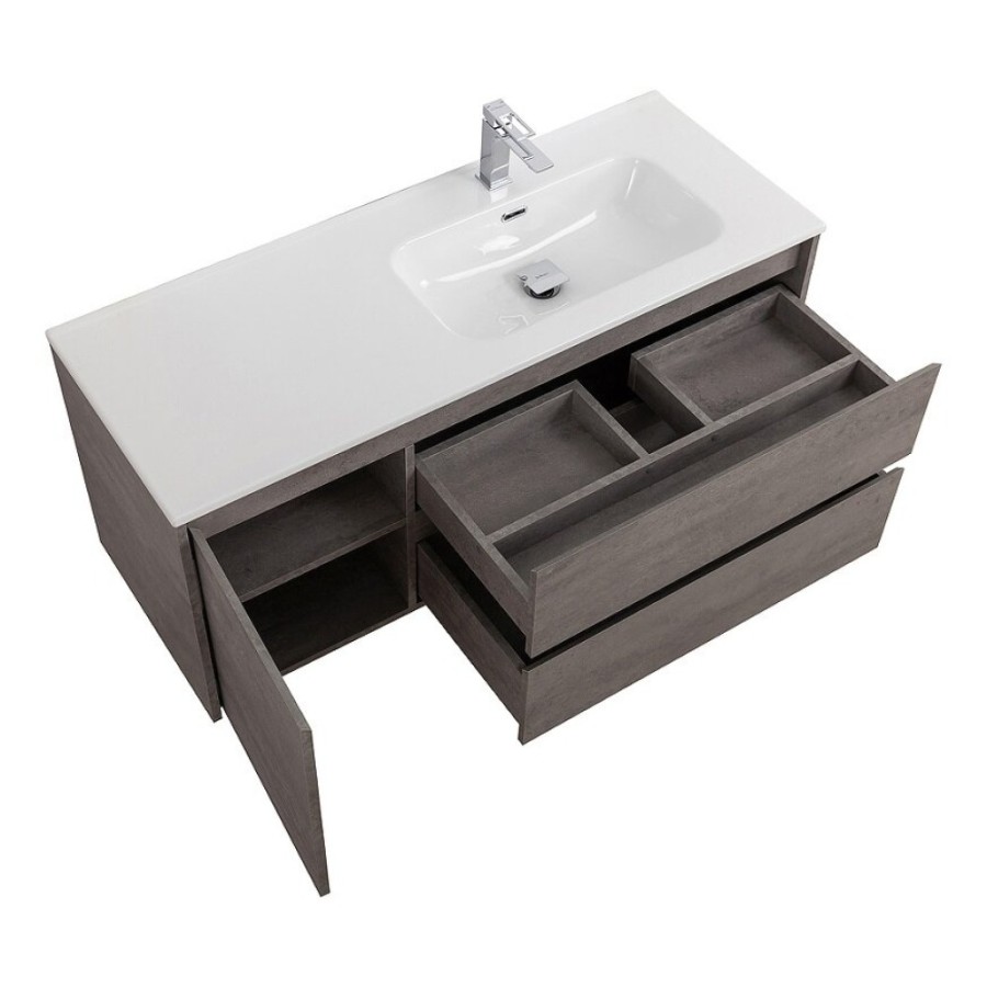 Тумба под раковину BelBagno Kraft-1200-2C-1A-SO-CG-R, 120 см, подвесная, Cemento Grigio, правая